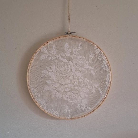 Boho Earring Holder Embroidery Hoop Earring Organizer Vintage Lace Jewelry Rack - Picture 4 of 10